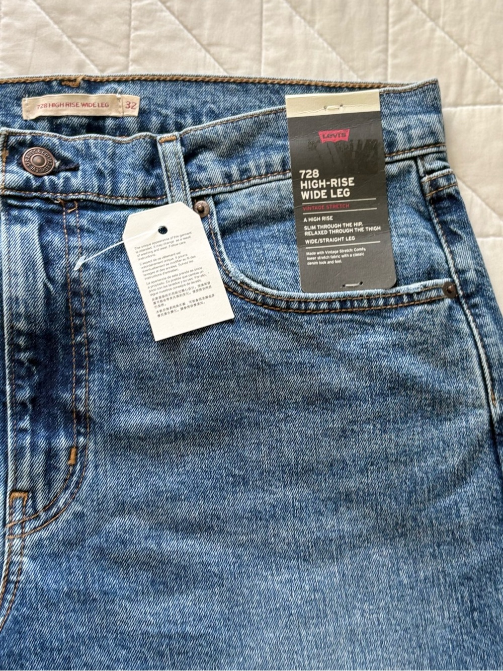 Levi's Premium 728 High-Rise Wide-Leg Denim Jeans - Women’s Size 32x32 NWT - Picture 4 of 11